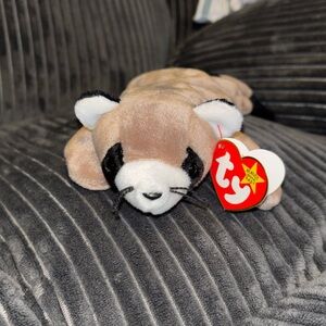 Ty Plush Ringo Raccoon Beanie - Brown, White, Black